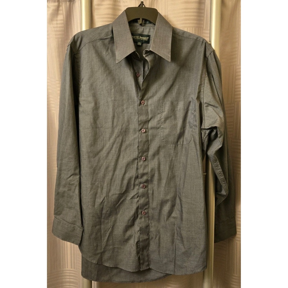 Harve Benard By Benard‎ Holtzman Mens Gray Long Sleeve Dress Shirt Size 15.5